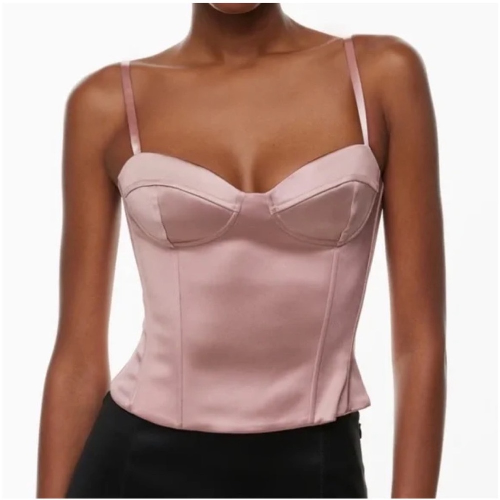 Aritzia Dazzle Satin Bustier clouded pink size 2
